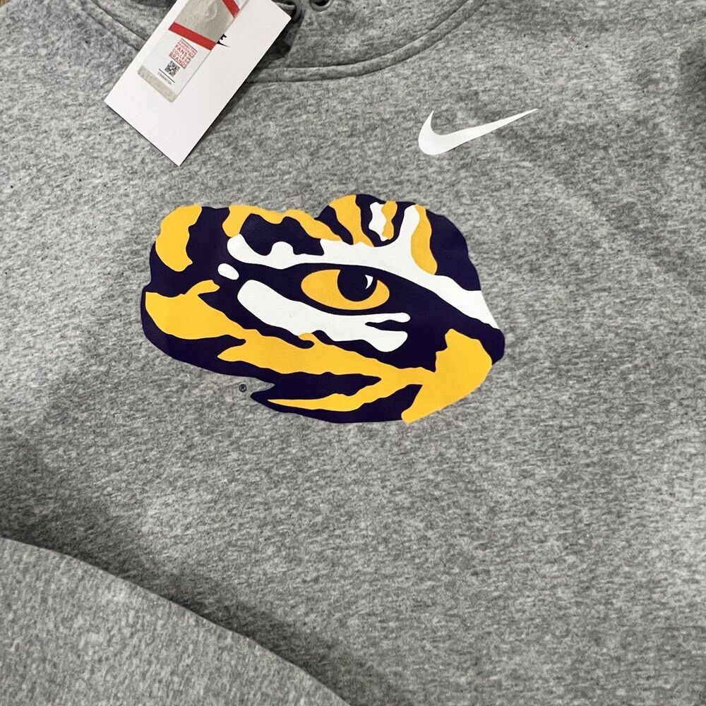 Nike LSU Tigers Hoodie Mens XL Gray Fleece NCAA Football Pullover CK2621-063 NWT - Picture 3 of 10
